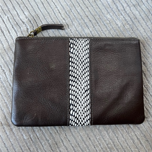 Madewell The Pouch Clutch: Snake Embossed Leather Inset Edition - Picture 1 of 4